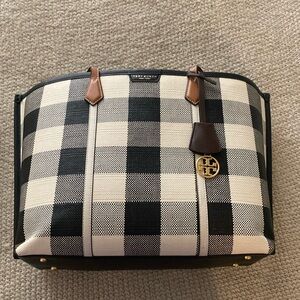 Tory Burch Perry Gingham Triple Compartment Tote
